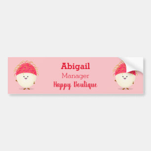 Cute pink rambutan cartoon illustration bumper sticker