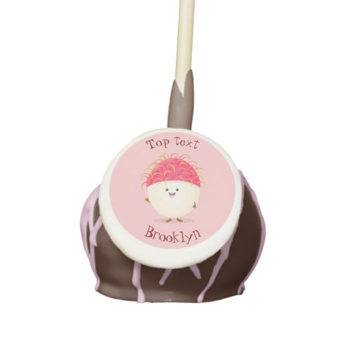 Cute pink rambutan cartoon illustration cake pops