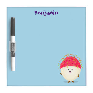 Cute pink rambutan cartoon illustration dry erase board