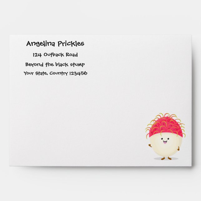 Cute pink rambutan cartoon illustration envelope (Front)