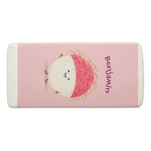 Cute pink rambutan cartoon illustration eraser