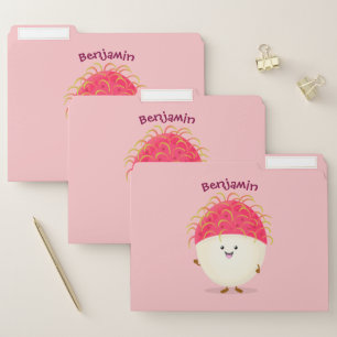 Cute pink rambutan cartoon illustration file folder
