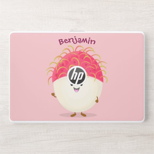 Cute pink rambutan cartoon illustration HP laptop skin