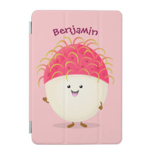 Cute pink rambutan cartoon illustration iPad mini cover