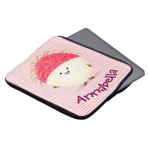 Cute pink rambutan cartoon illustration laptop sleeve