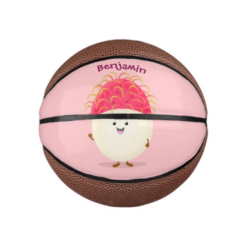 Cute pink rambutan cartoon illustration mini basketball