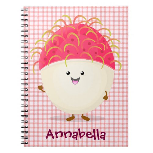 Cute pink rambutan cartoon illustration notebook