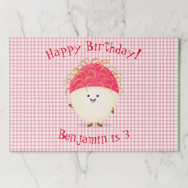 Cute pink rambutan cartoon illustration paper pad (Front)