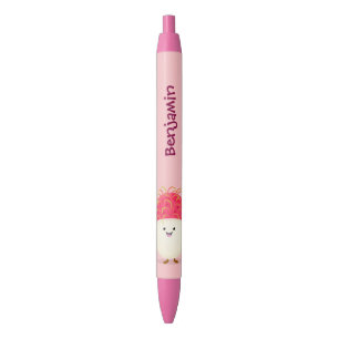 Cute pink rambutan cartoon illustration pen