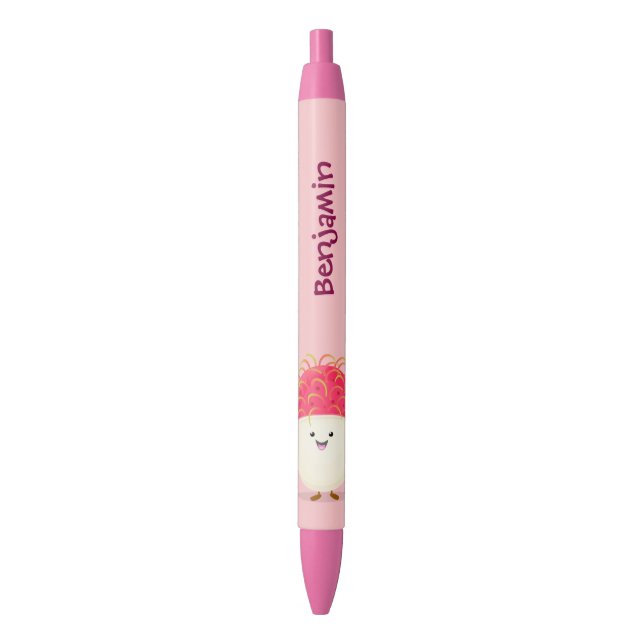 Cute pink rambutan cartoon illustration pen (Front Vertical)