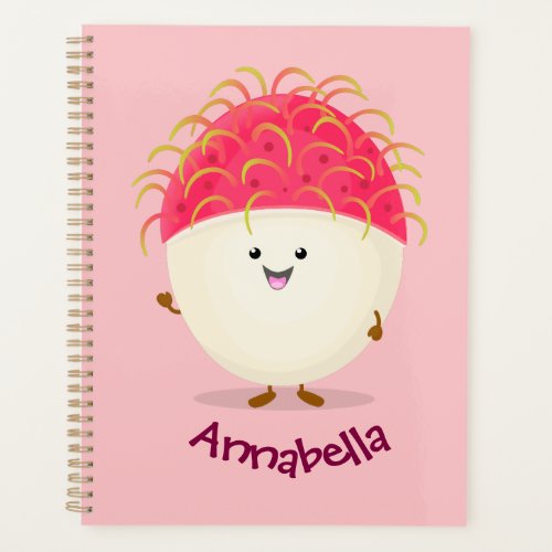 Cute pink rambutan cartoon illustration planner