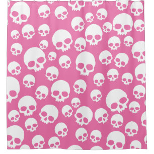 Cute Pink Random Skulls Pattern Shower Curtain