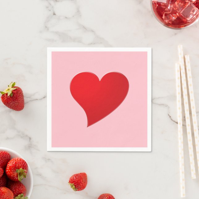 Cute pink red big heart love paper napkins (Insitu)