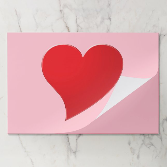 Cute pink red big heart modern girly placemats (Folded)