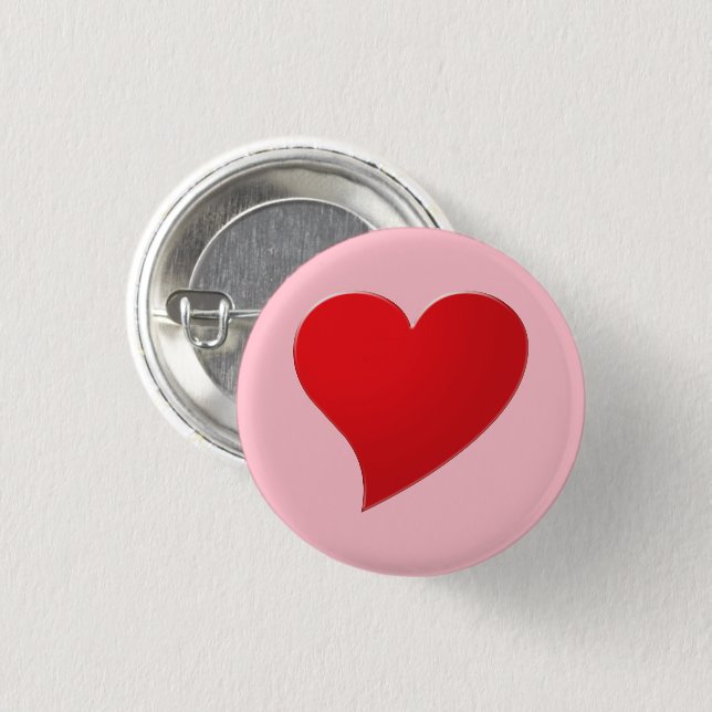 Cute pink red big heart modern girly Valentine’s Button (Front & Back)