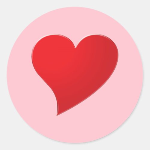 Cute pink red big heart modern girly Valentines Classic Round Sticker