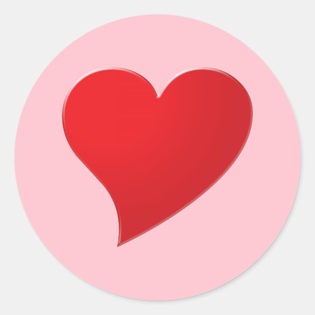 Cute pink red big heart modern girly Valentine’s Classic Round Sticker (Front)