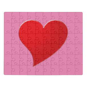 Cute pink red big heart modern girly Valentine’s Jigsaw Puzzle