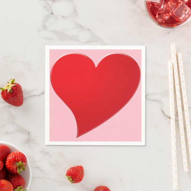 Cute pink red big heart modern girly Valentine’s Napkins (Insitu)