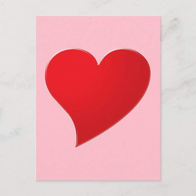Cute pink red big heart modern girly Valentine’s Postcard (Front)