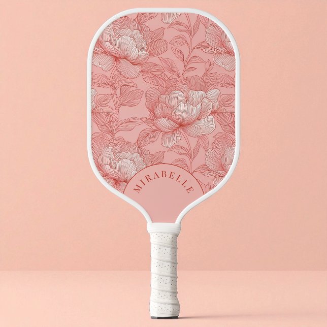 Cute Pink Red Flowers Pretty Floral Pattern Custom Pickleball Paddle (Cute Pink Red Flowers Pretty Floral Pattern Custom Pickleball Paddle)