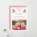 Cute Pink Red Gingerbread Peppermint Stripes Photo Holiday Card | Zazzle
