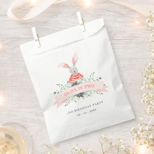 Cute Pink Red Green Bunny Foliage Any Age Birthday Favor Bag