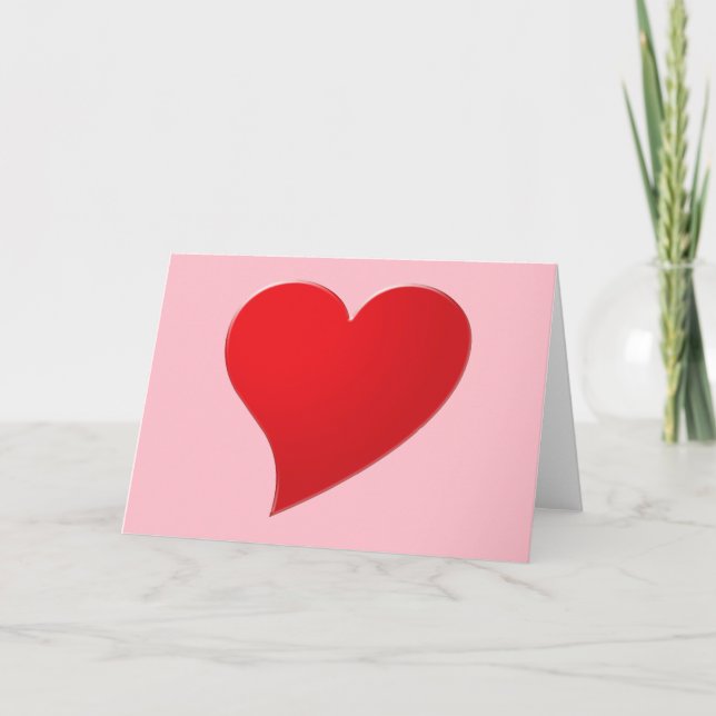 Cute pink red heart custom script Valentine's day Card (Front)