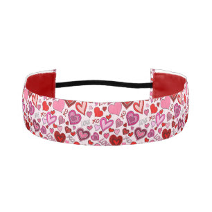 Cute Pink Red Hearts Blush Love Pattern Athletic Headband