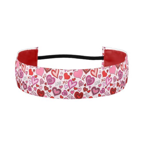 Cute Pink Red Hearts Blush Love Pattern Athletic Headband