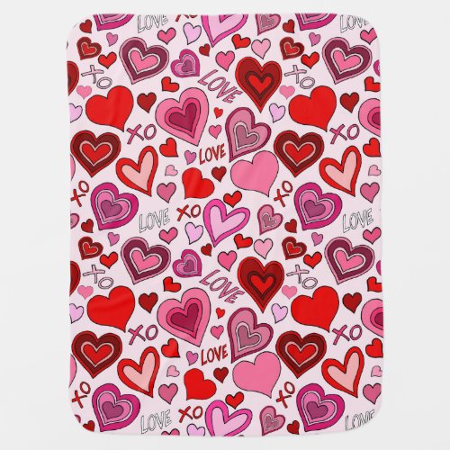 Cute Pink Red Hearts Blush Love Pattern Baby Blanket