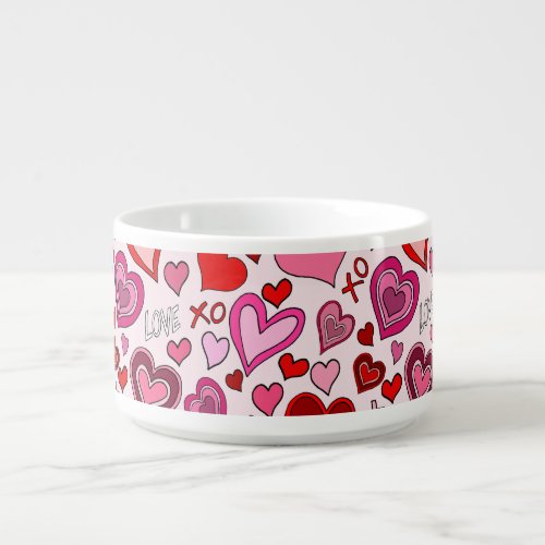 Cute Pink Red Hearts Blush Love Pattern Bowl