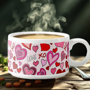 Cute Pink Red Hearts Blush Love Pattern Bowl