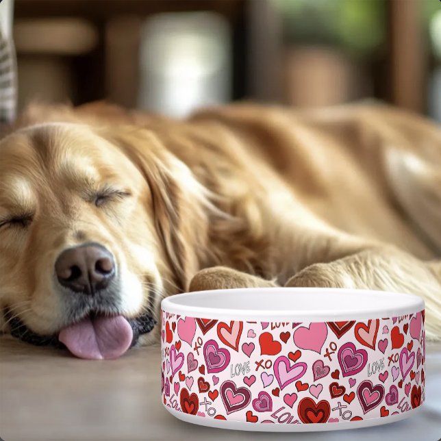 Cute Pink Red Hearts Blush Love Pattern Bowl (Creator Uploaded)