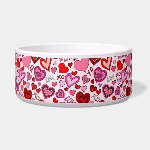 Cute Pink Red Hearts Blush Love Pattern Bowl