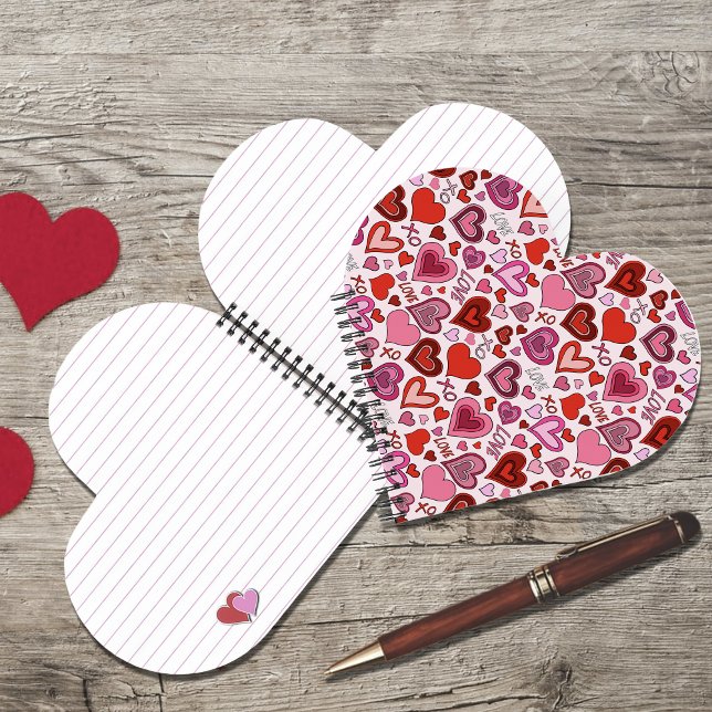 Cute Pink Red Hearts Blush Love Pattern Notebook (Creator Uploaded)