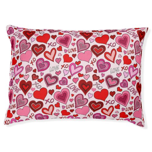 Cute Pink Red Hearts Blush Love Pattern Pet Bed