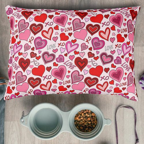 Cute Pink Red Hearts Blush Love Pattern Pet Bed