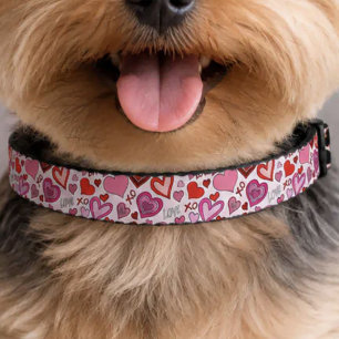 Cute Pink Red Hearts Blush Love Pattern Pet Collar