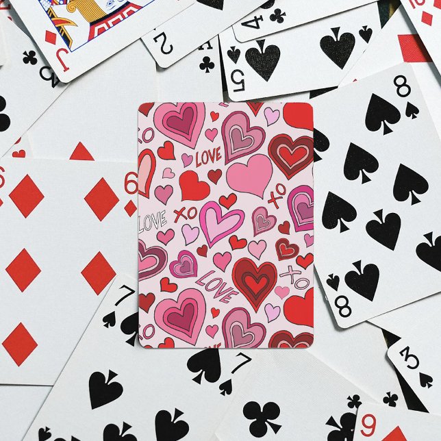 Cute Pink Red Hearts Blush Love Pattern Poker Cards (Creator Uploaded)