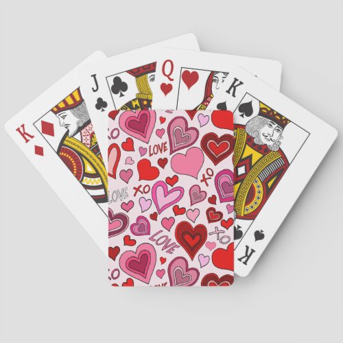 Cute Pink Red Hearts Blush Love Pattern Poker Cards
