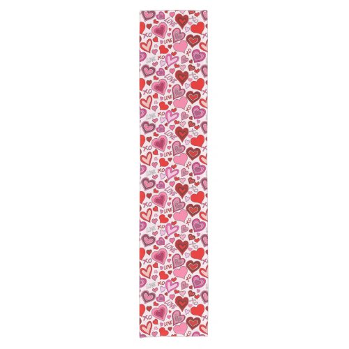 Cute Pink Red Hearts Blush Love Pattern Short Table Runner