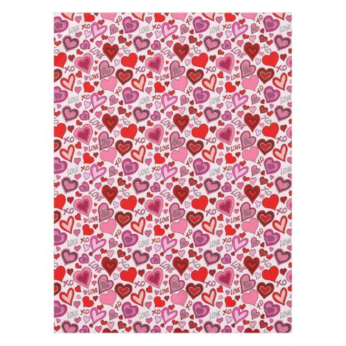 Cute Pink Red Hearts Blush Love Pattern Tablecloth