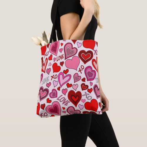 Cute Pink Red Hearts Blush Love Pattern Tote Bag