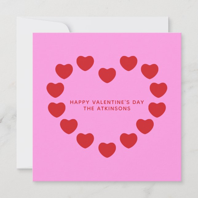 Cute pink red hearts modern custom Valentine's Day Card (Front)