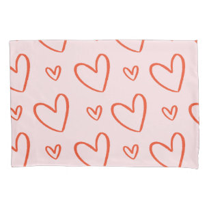 Cute Pink & Red Hearts Pattern Pillow Case