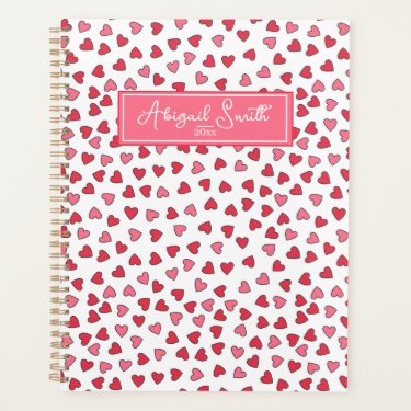 Cute Pink & Red Hearts Pattern Planner
