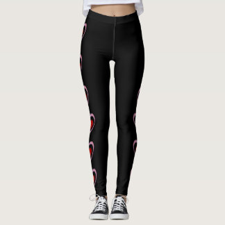 Cute Pink & Red Hearts Valentine Leggings
