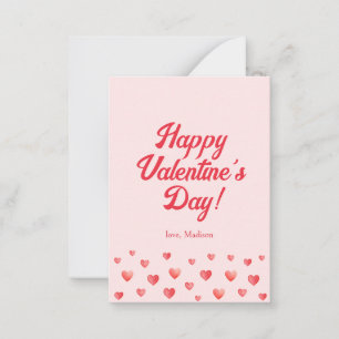 Cute Pink Red Hearts Valentine's Day Note Card