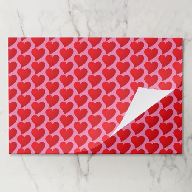 Cute pink red hearts Valentine's day placemats (Folded)